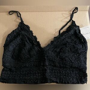 Free People Chic Black Textured Bralette